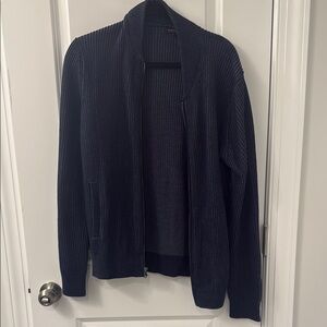 Navy Blue Ribbed Cardigan